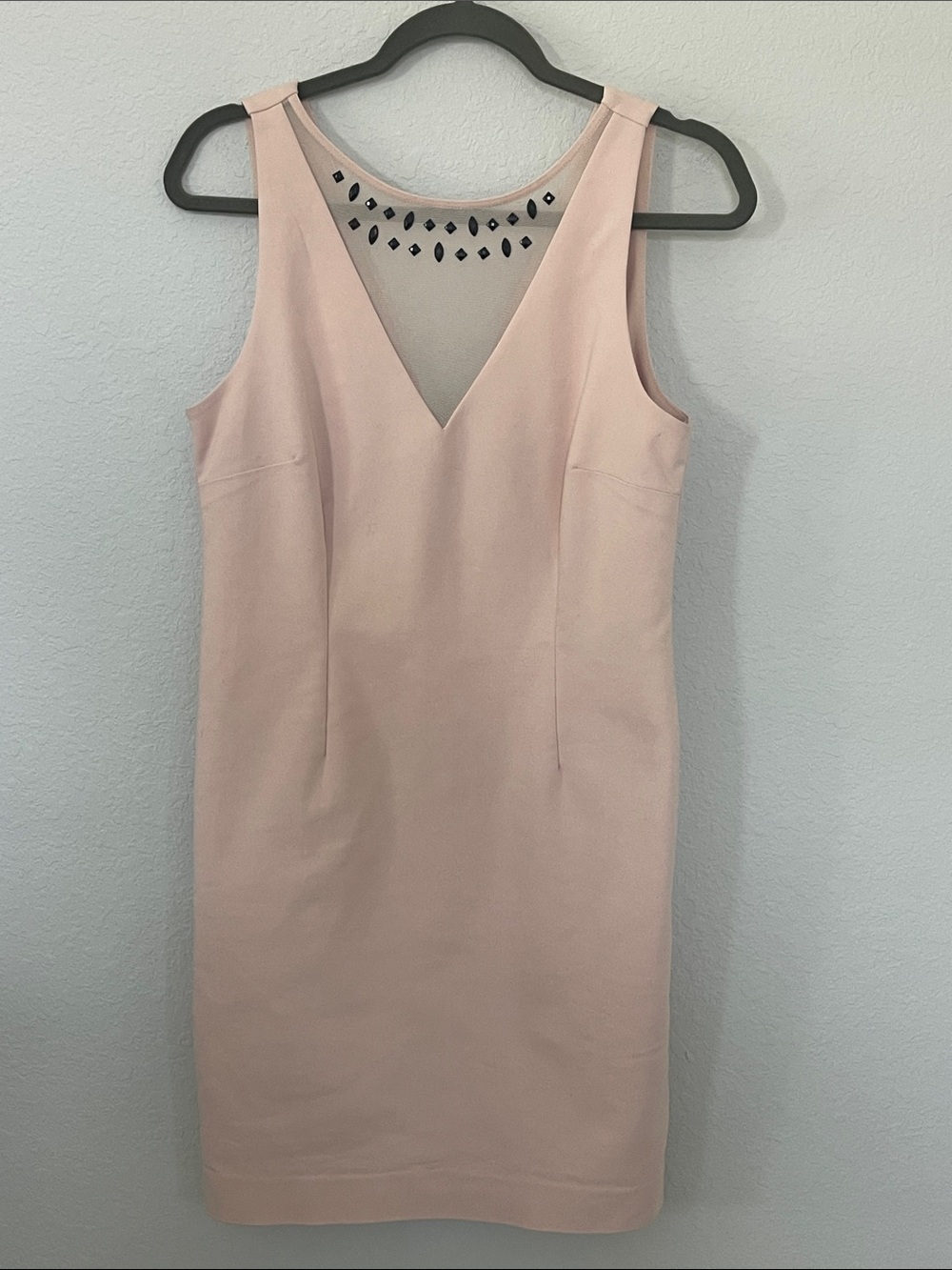 Philosophy Pink Embellished Illusion Mesh Sheath Dress M